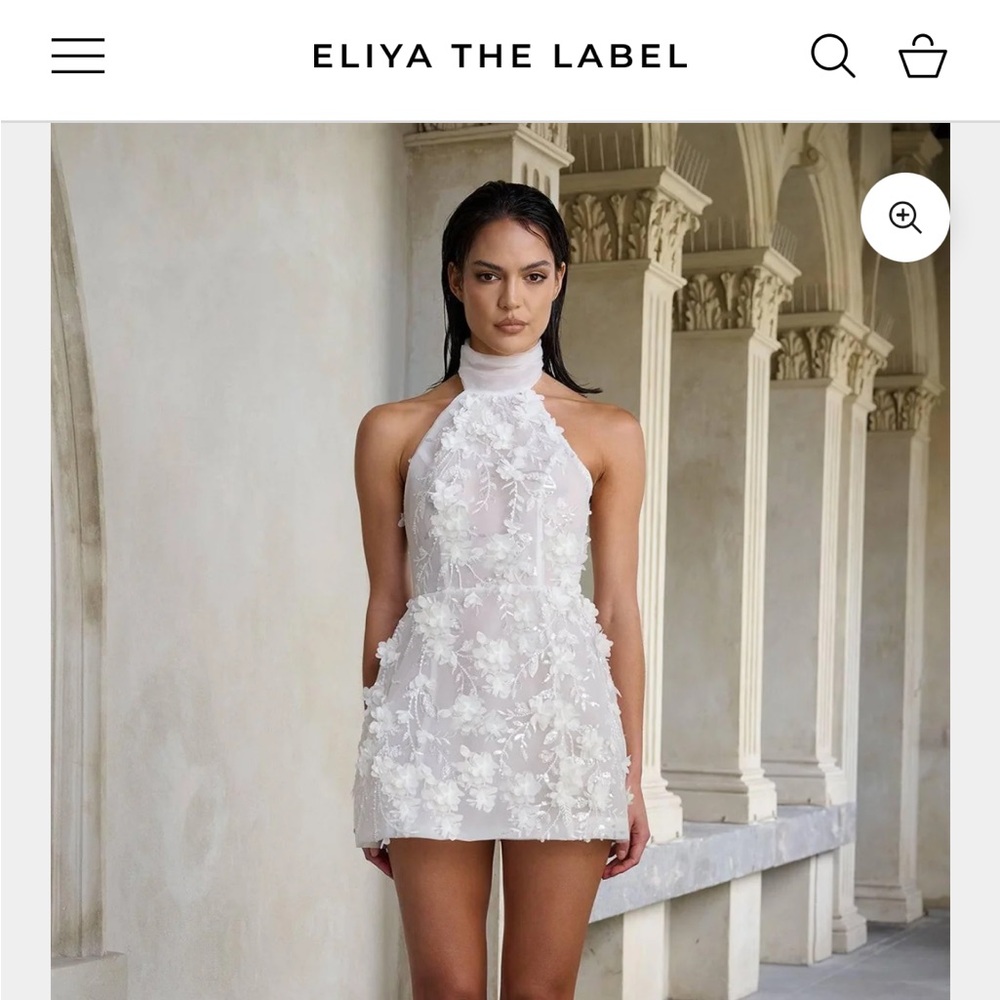 White Lace Halter Mini Dress